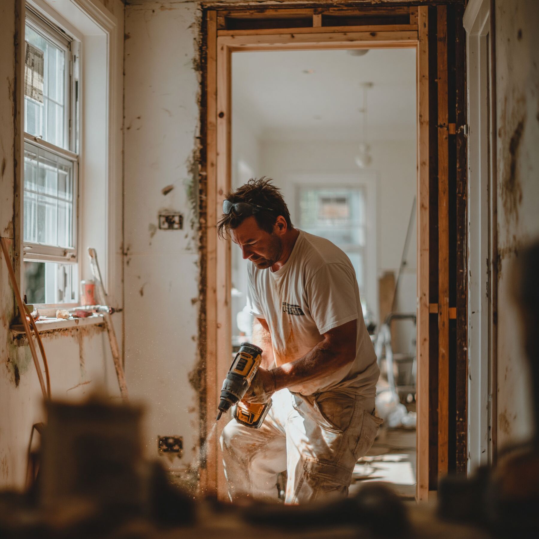 Contractor building out an accessory dwelling interior
